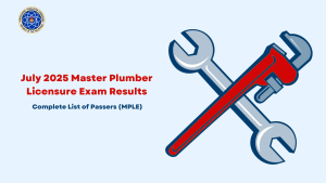 July 2025 Master Plumber Licensure Exam Results: Complete List of Passers (MPLE)