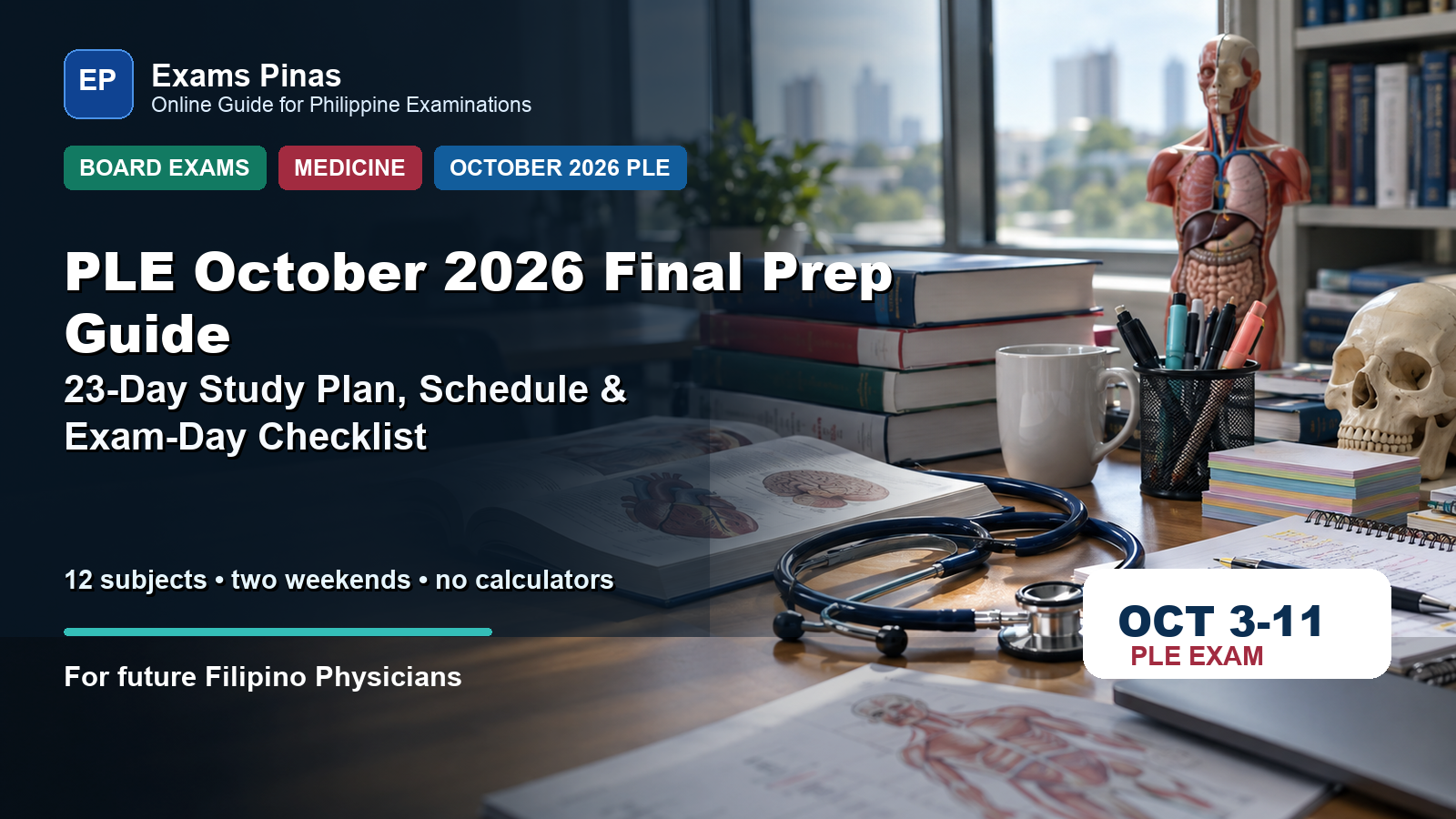 Readable PLE October 2026 final prep guide featured image with medical study materials