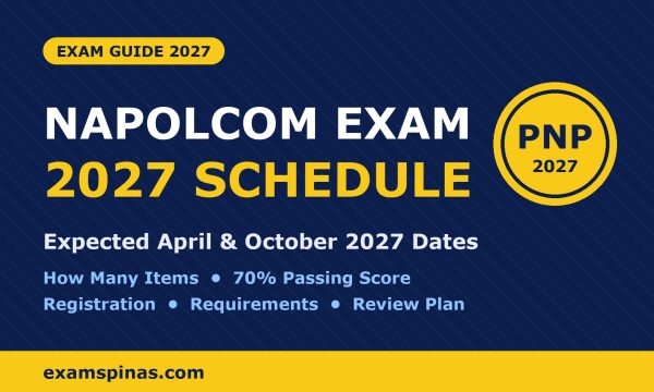 NAPOLCOM Exam 2027 schedule: expected April and October dates, number of items and 70% passing score