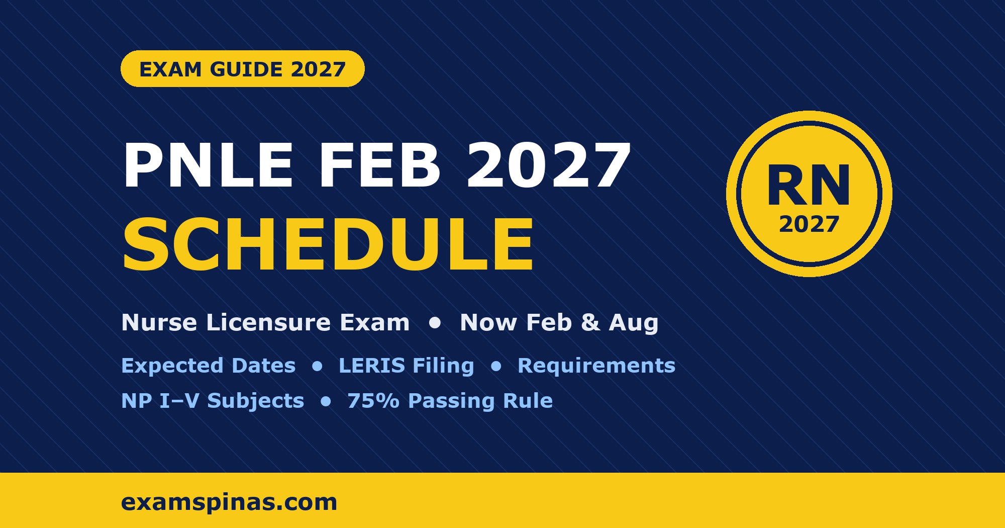 PNLE February 2027 Schedule: Nurse Licensure Exam now held in February and August – expected dates, LERIS filing, requirements